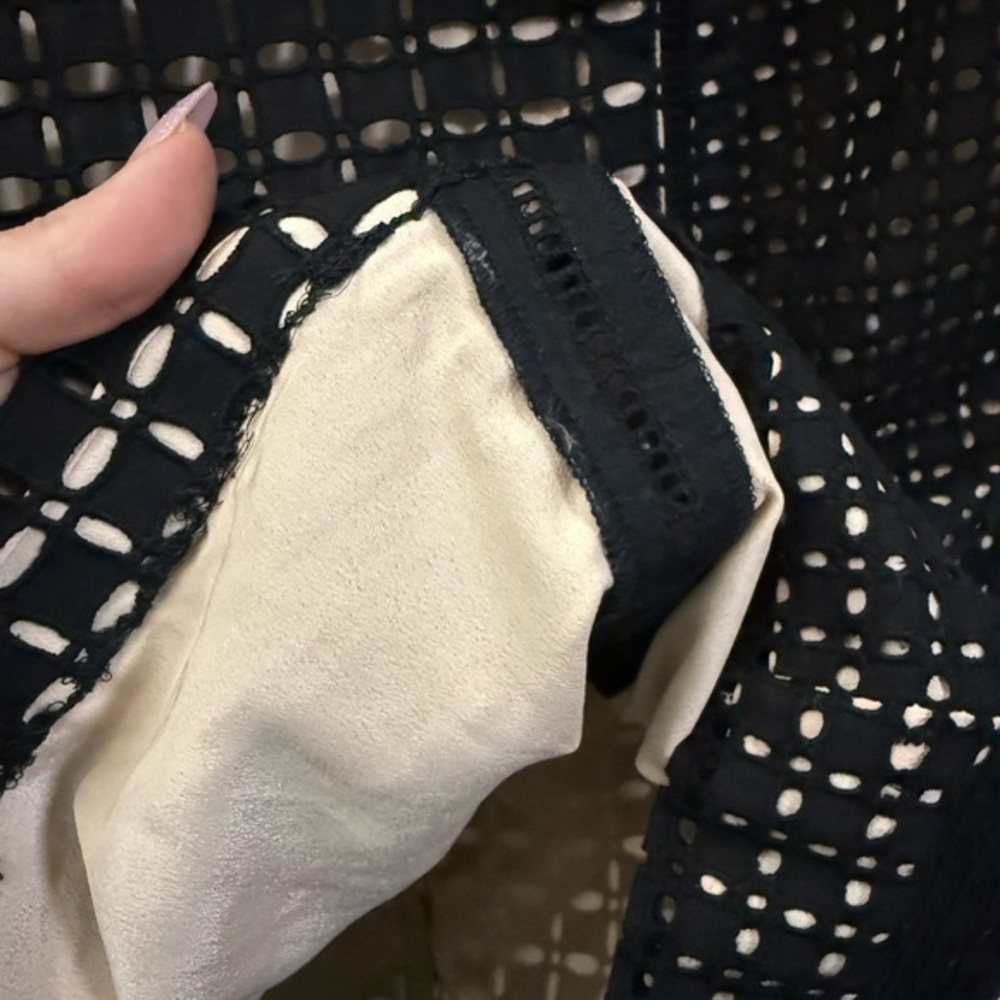 NWT J. Crew Collection‎ Black Eyelet Lace One Shoulder Ruffle Mini Dress - 12 - Picture 7 of 12